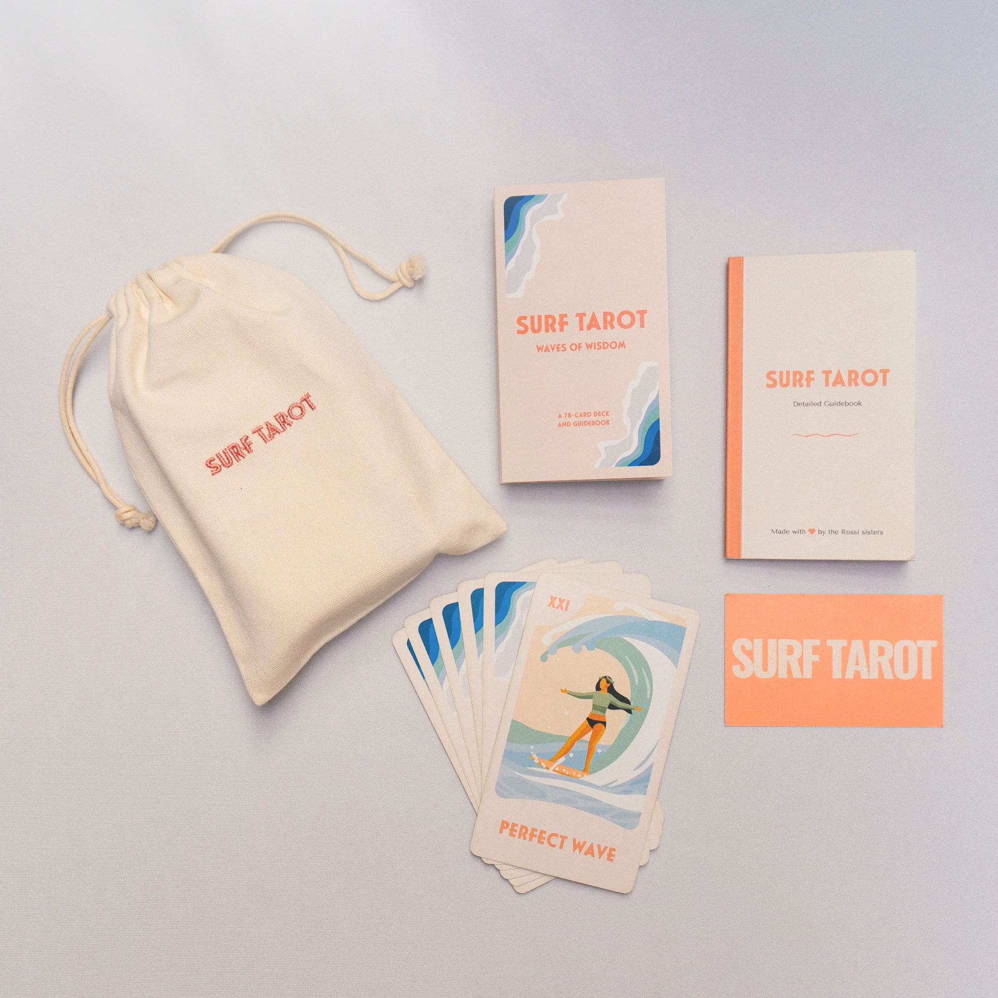 Surf Tarot Deck: Ocean-Inspired Tarot Cards for Overthinkers (with Guidebook & Pouch).