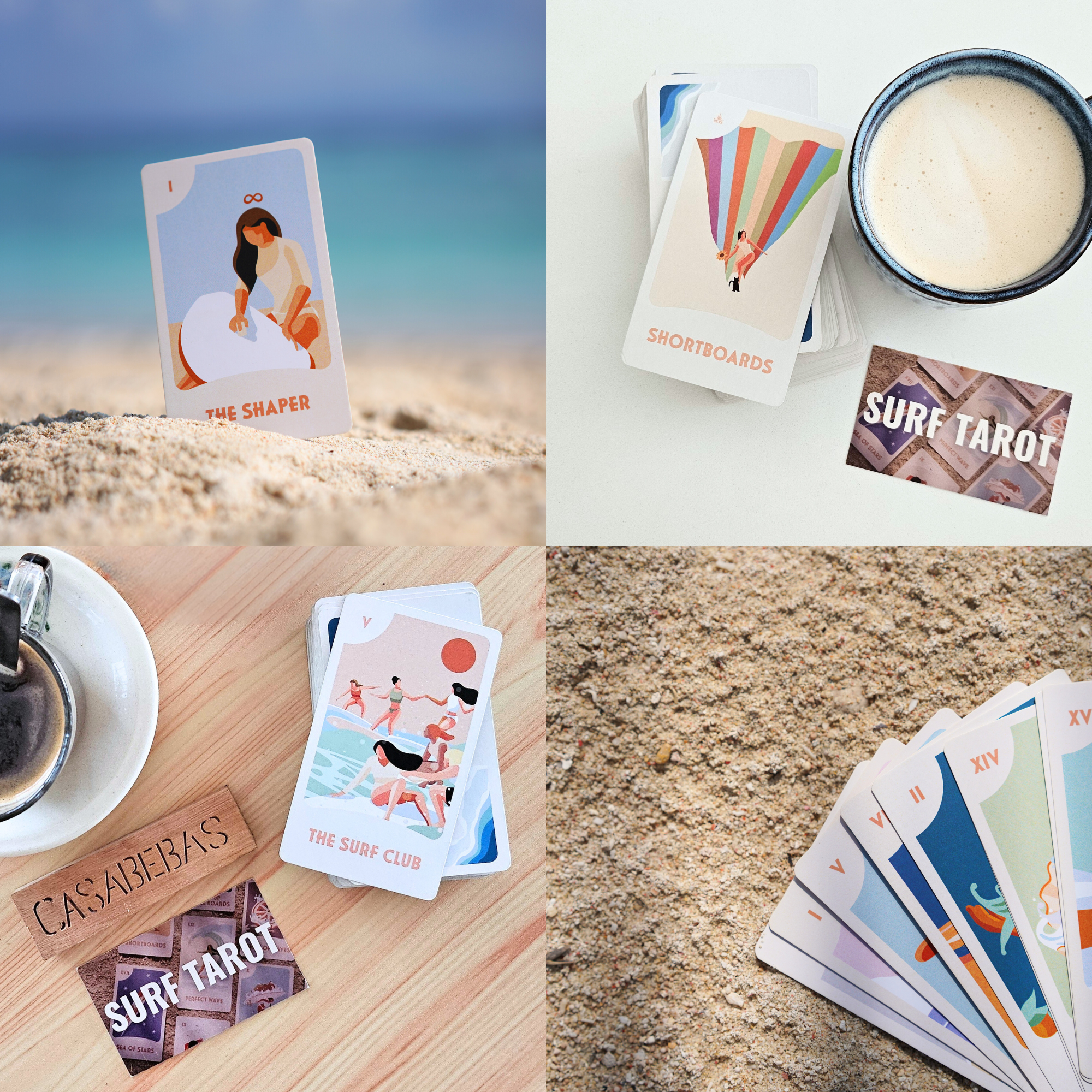 Surf Tarot Deck: Ocean-Inspired Tarot Cards for Overthinkers (with Guidebook & Pouch).