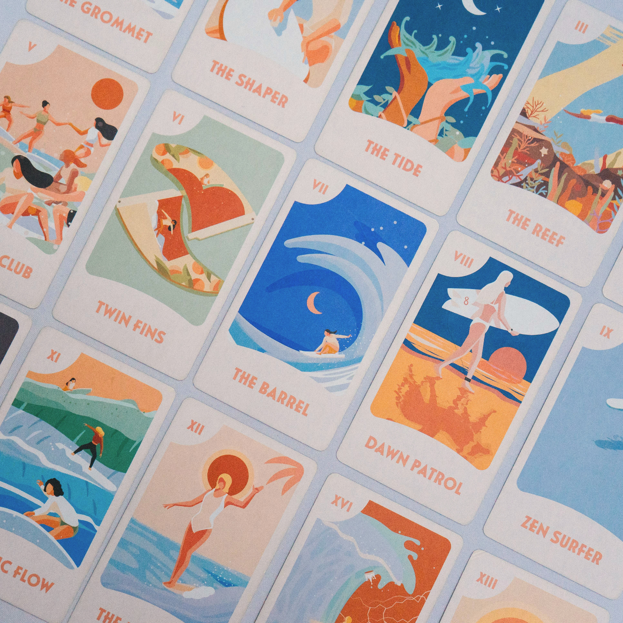 Surf Tarot Deck: Ocean-Inspired Tarot Cards for Overthinkers (with Guidebook & Pouch).