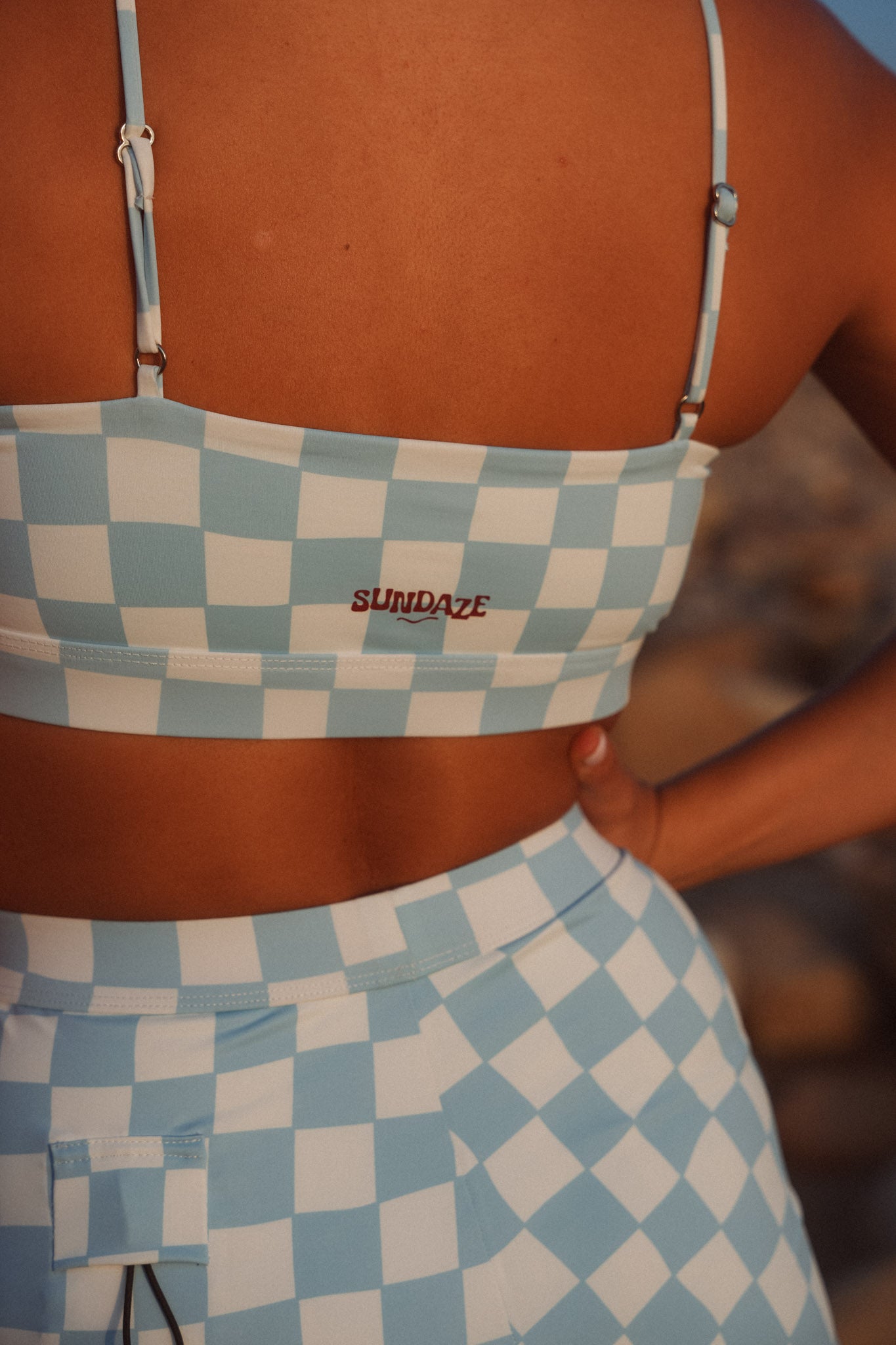 Putu Surf Bikini Top Blue Check